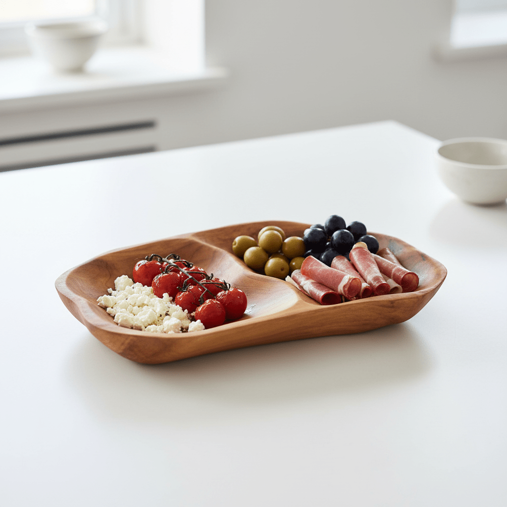 Savin 2 Section Serving Dish In Cedarwood