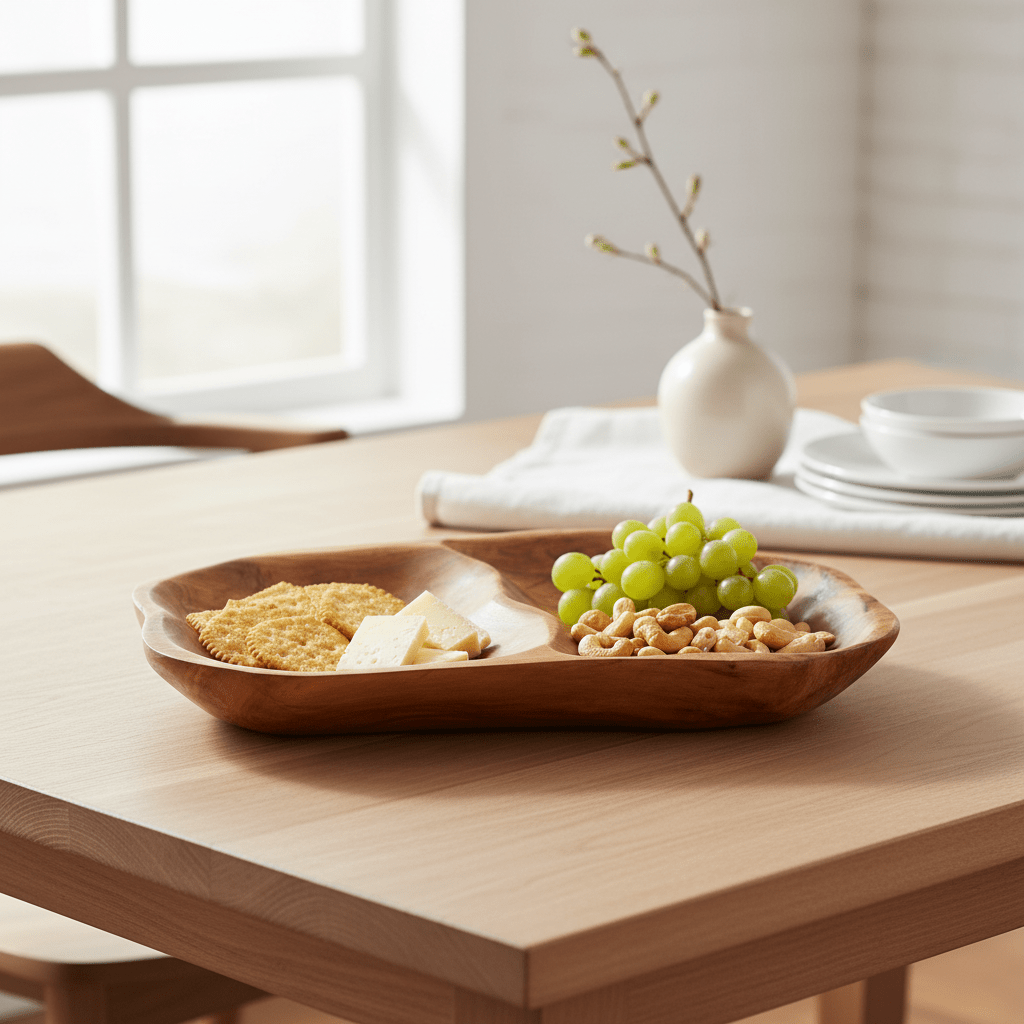 Savin 2 Section Serving Dish In Cedarwood