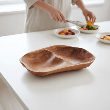 Savin 2 Section Serving Dish In Cedarwood