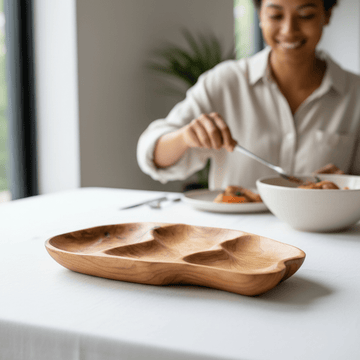 Savin 3 Section Serving Dish In Cedarwood