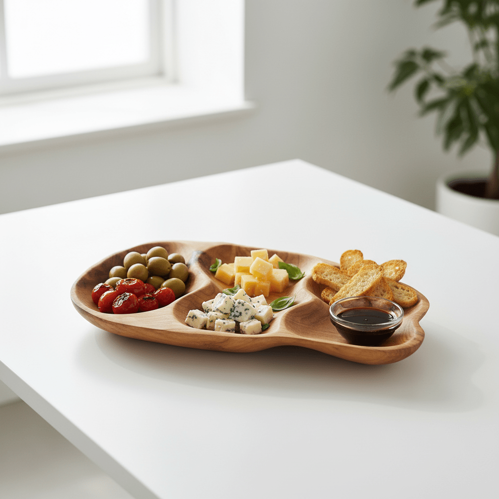 Savin 3 Section Serving Dish In Cedarwood