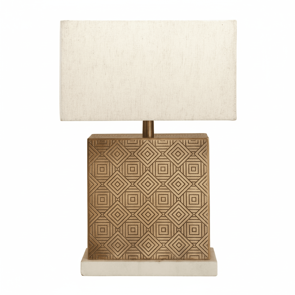 Savoy Gold Finish and Marble Base Table Lamp