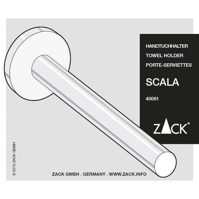 Scala Polished Stainless Steel Fixed Towel Holder 60cm - Premium Bathroom Elegance