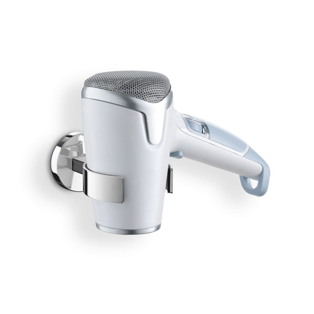 Scala Polished Stainless Steel Hairdryer Holder - Premium Bathroom Organisation