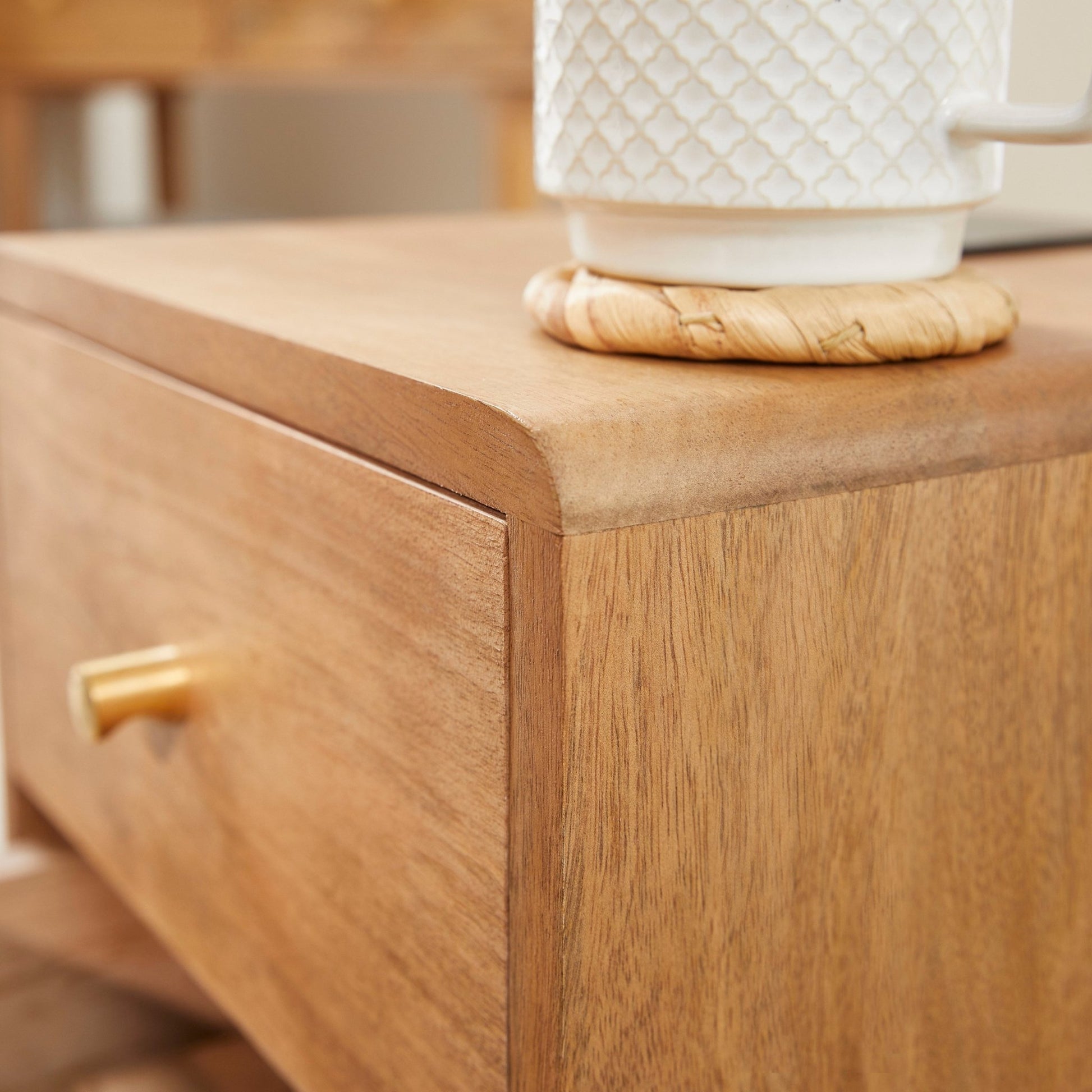 Scandinavian Light Walnut Logan Narrow Bedside Table