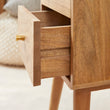 Scandinavian Light Walnut Logan Narrow Bedside Table