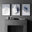 Scandinavian Wall Decor Snow Mountain & Nordic Forest Landscape wall art displayed on a wall in a styled room