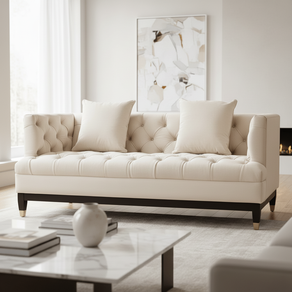 Sefira 2 Seat Ivory Fabric Sofa
