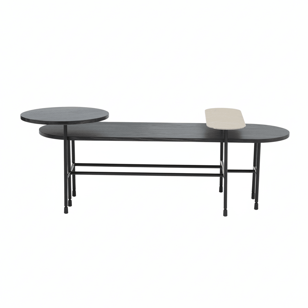 Serrano Black Oak Veneer and Marble Coffee Table