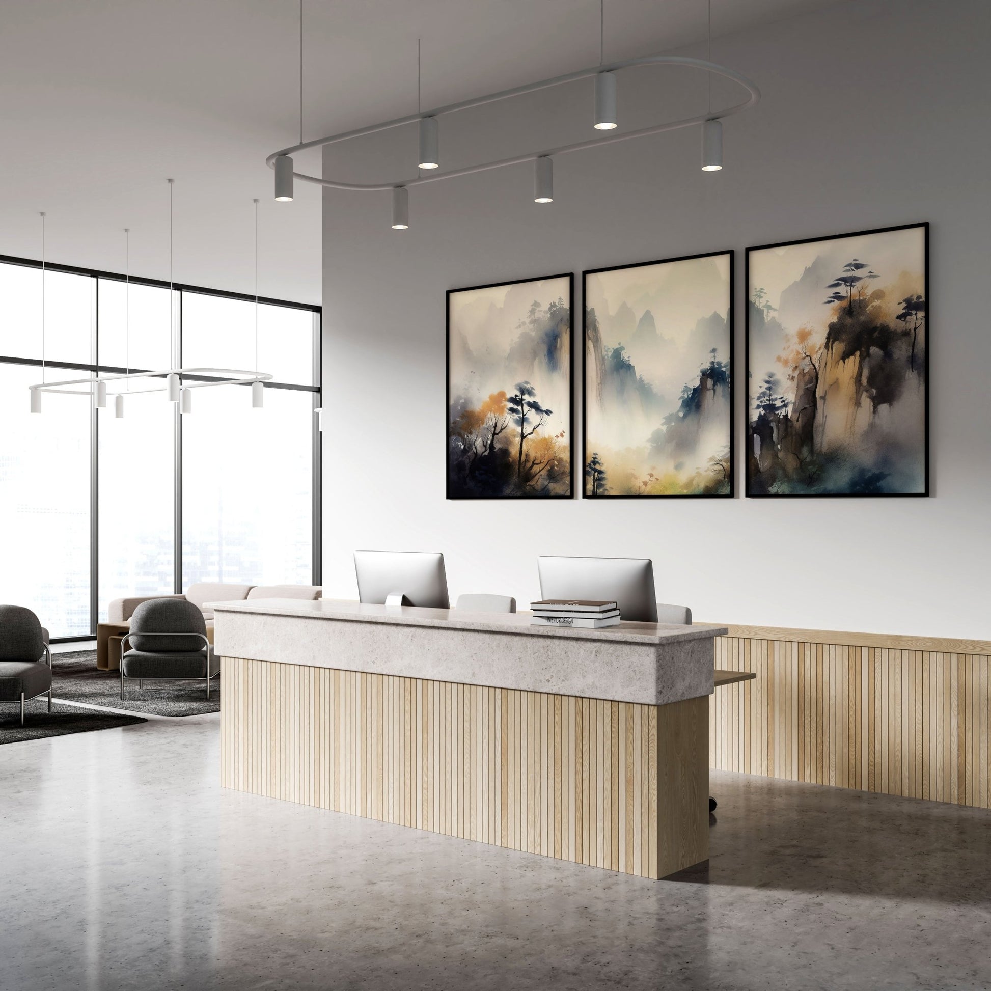 Set of 3 Framed Pictures | Set of 3 Asian Inspired Wall art Prints