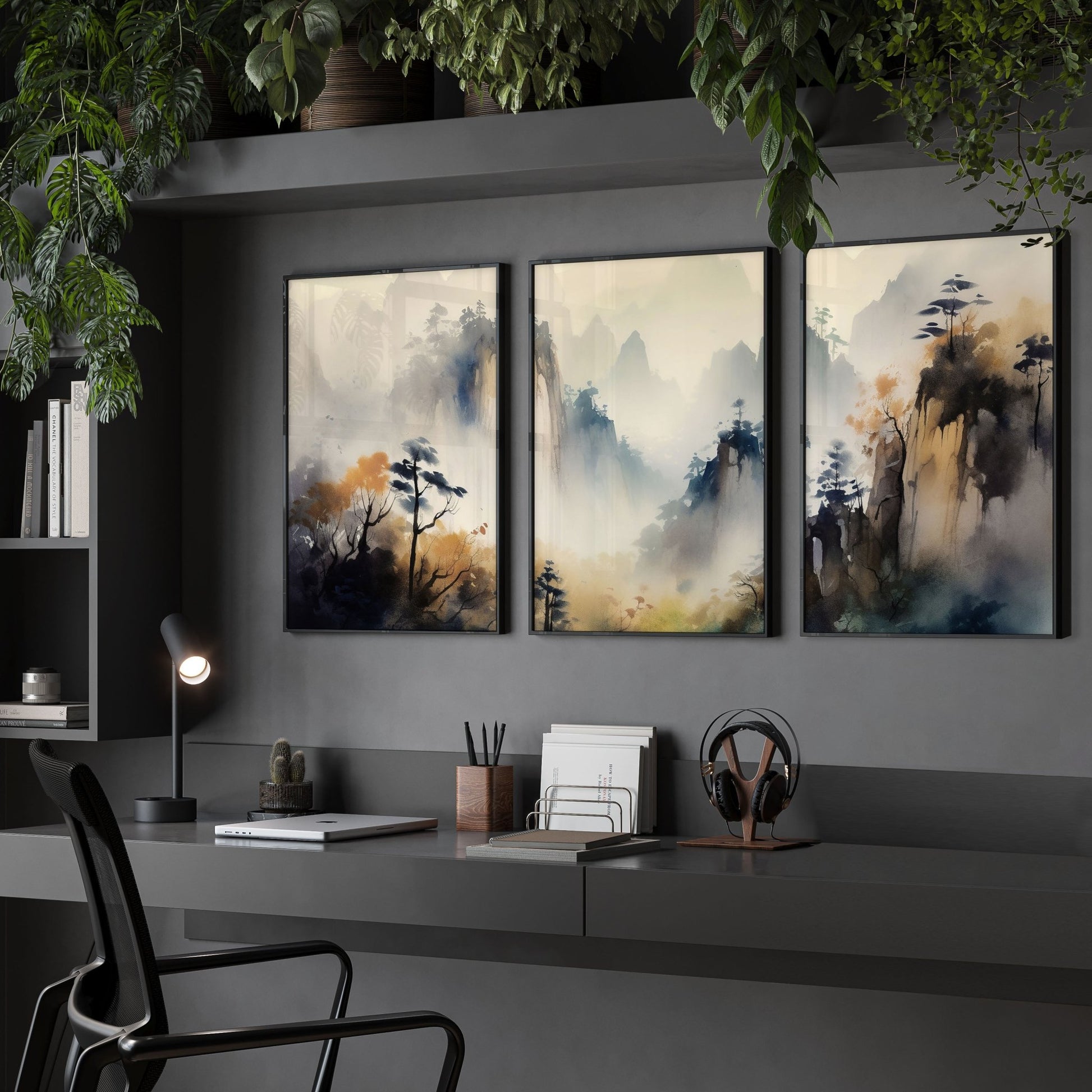 Set of 3 Framed Pictures | Set of 3 Asian Inspired Wall art Prints