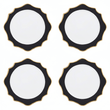 Set of 4 33cm Dia White and Black Round Charger Plates