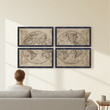 Set of 4 World Framed Wall Arts