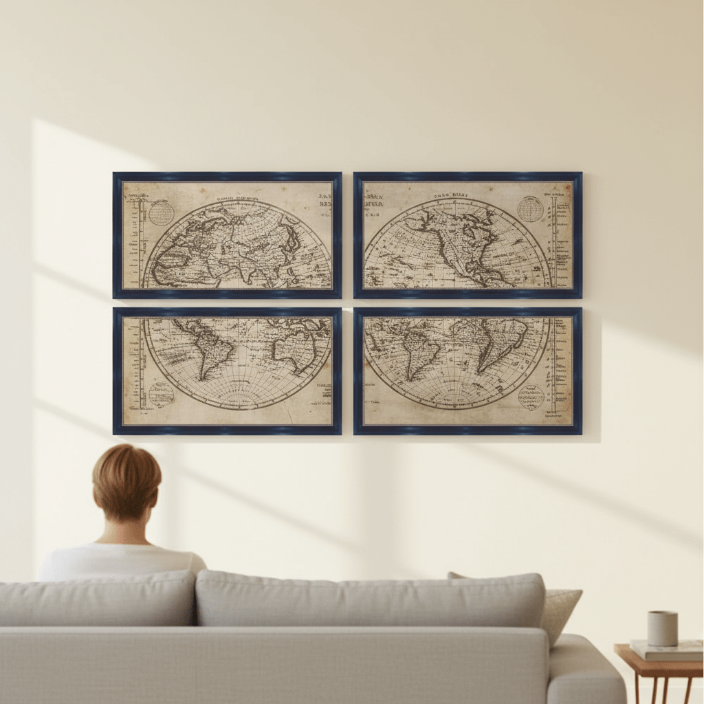 Set of 4 World Framed Wall Arts
