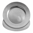 Set of Four 33cm Dia Flat Style Silver Decorative Charger Plates