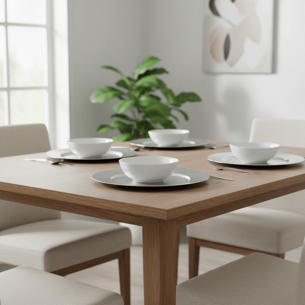 Set of Four 33cm Dia Flat Style Silver Decorative Charger Plates