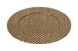 Set of Four 33cm Dia Pandanus Black and Natural Charger Plates