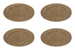 Set of Four 33cm Dia Pandanus Black and Natural Charger Plates