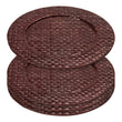 Set of Four 33cm Dia Pandanus Brown Charger Plates