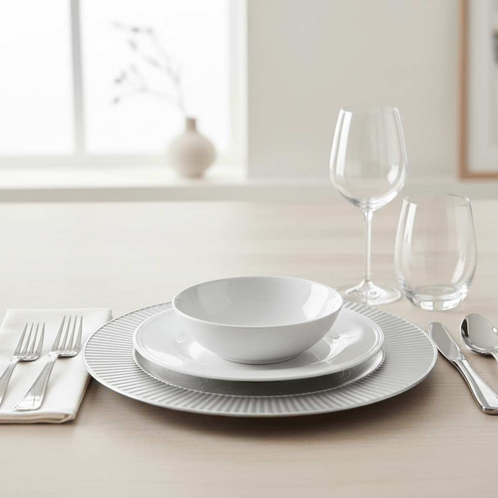 Set of Four 33cm Dia Redbud Silver Charger Plates