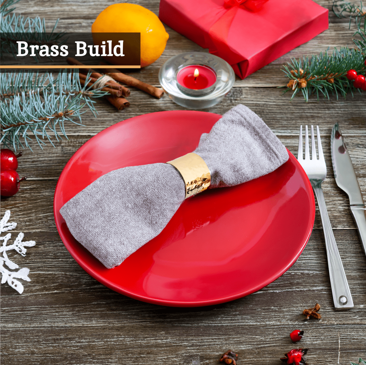 Set of Four Brass Finish Napkin Rings