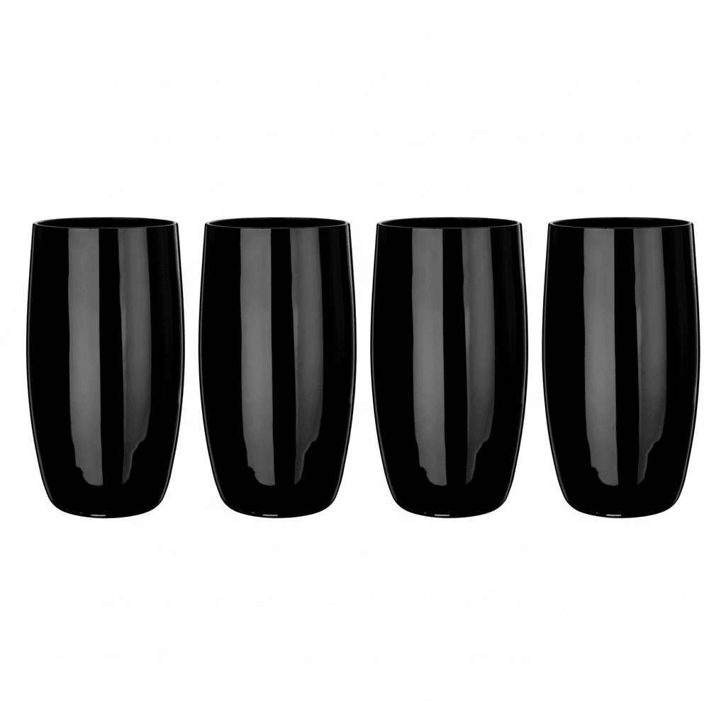 Set Of Four Hi Ball Black Glasses