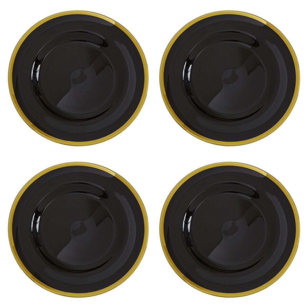 Set of Four Ida 33cm Dia Black Glass Charger Plates