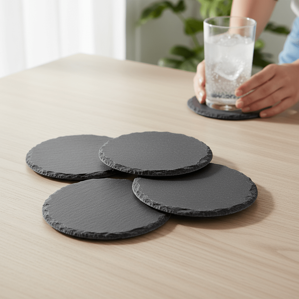 Set Of Four Slate Round Coasters