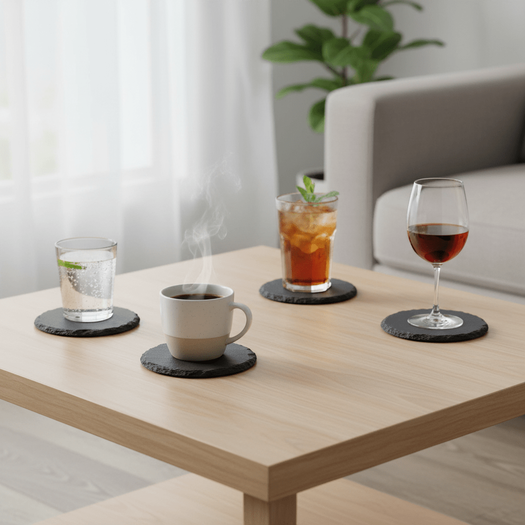 Set Of Four Slate Round Coasters
