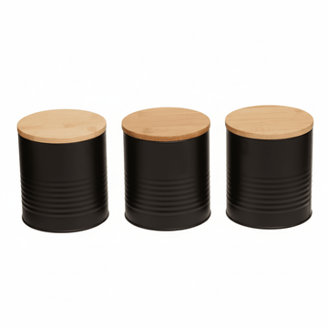 Set Of Three Alton Black Canisters
