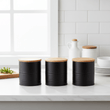 Set Of Three Alton Black Canisters