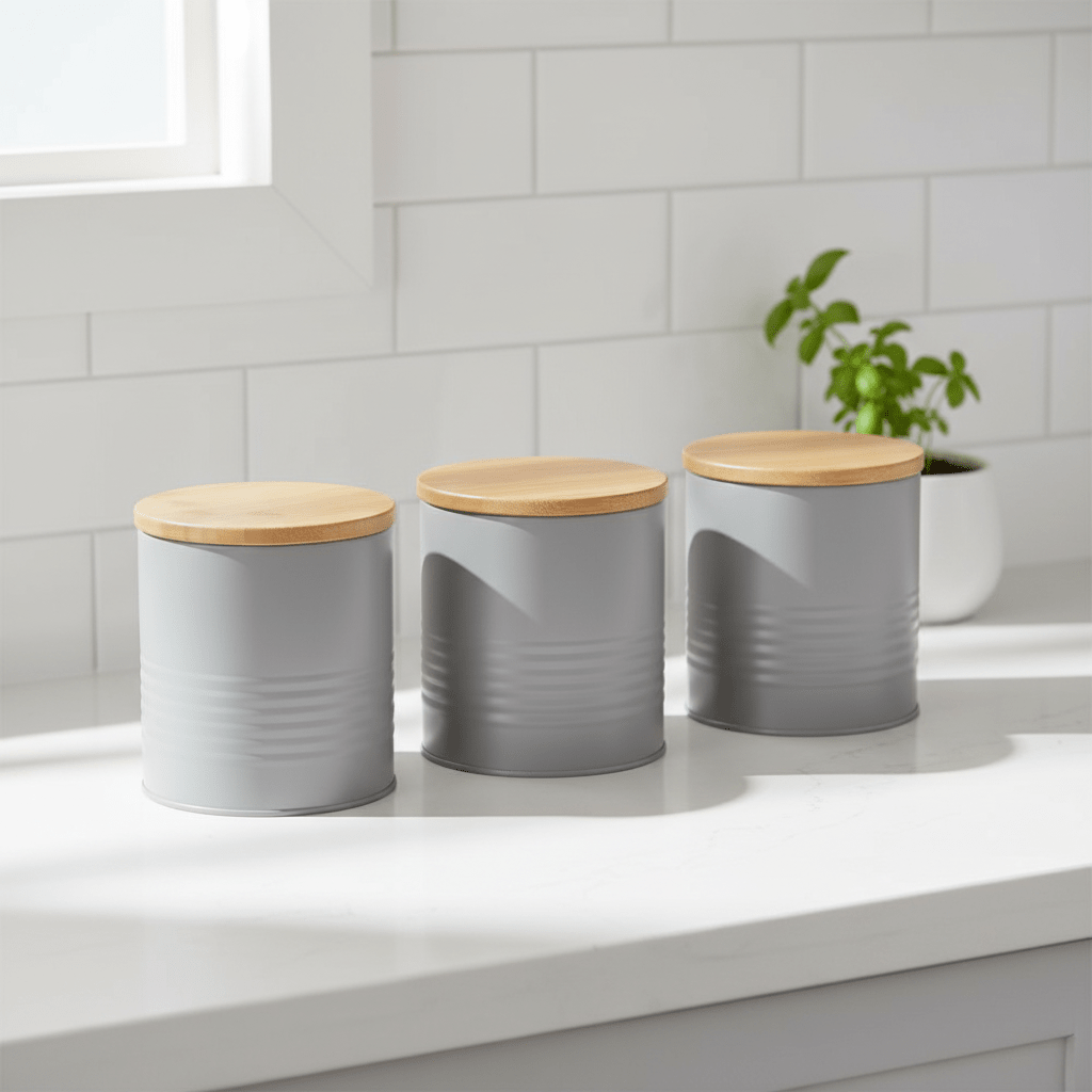 Set Of Three Alton Grey Canisters