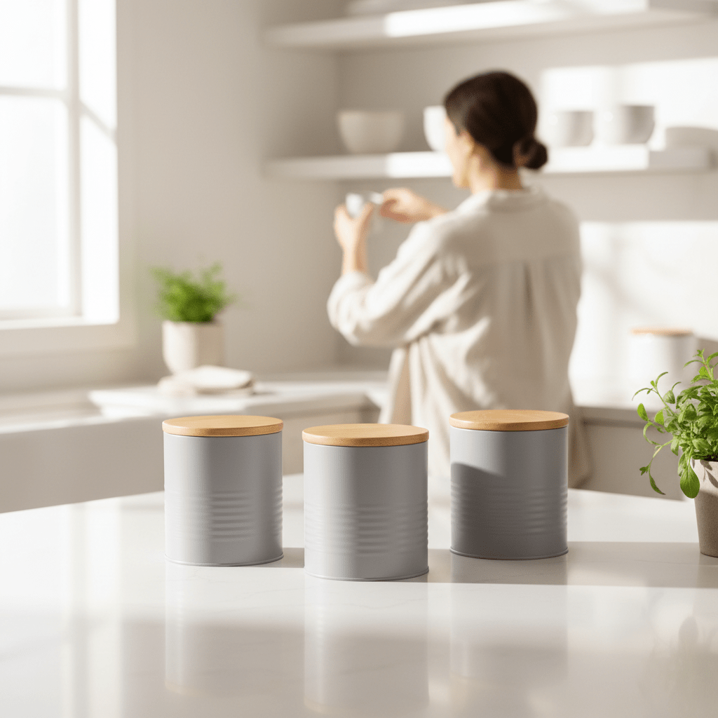 Set Of Three Alton Grey Canisters