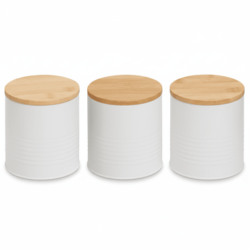 Set Of Three Alton White Canisters