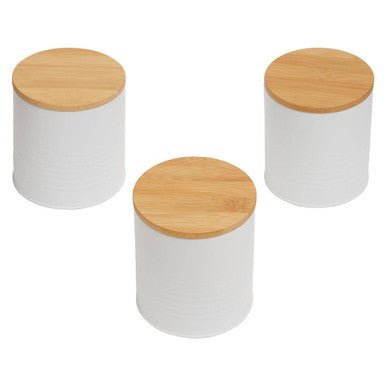 Set Of Three Alton White Canisters