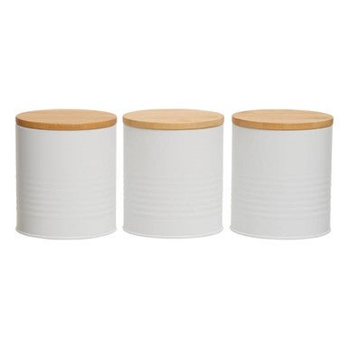 Set Of Three Alton White Canisters