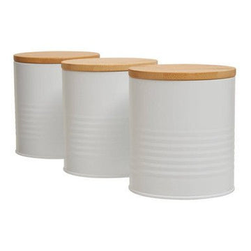 Set Of Three Alton White Canisters