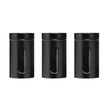 Set Of Three Clear And Black Storage Jars