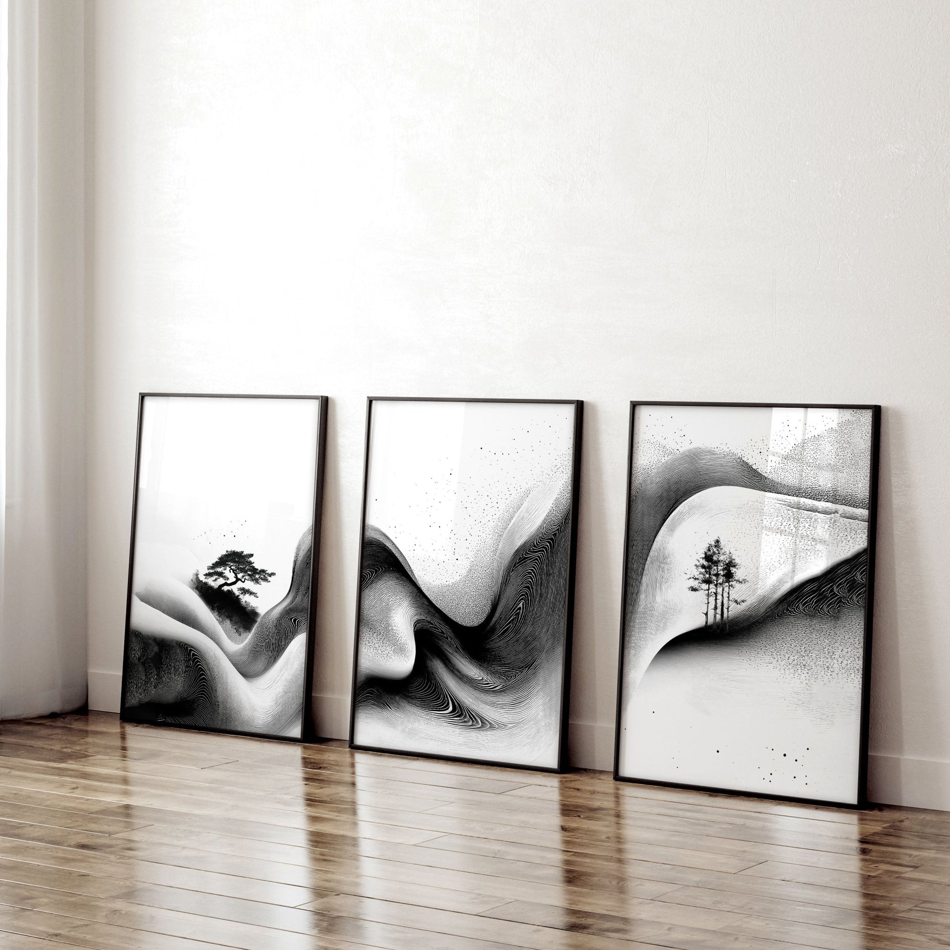 Set of Three Framed Wall Art | Set of 3 Asian Inspired Wall art Prints