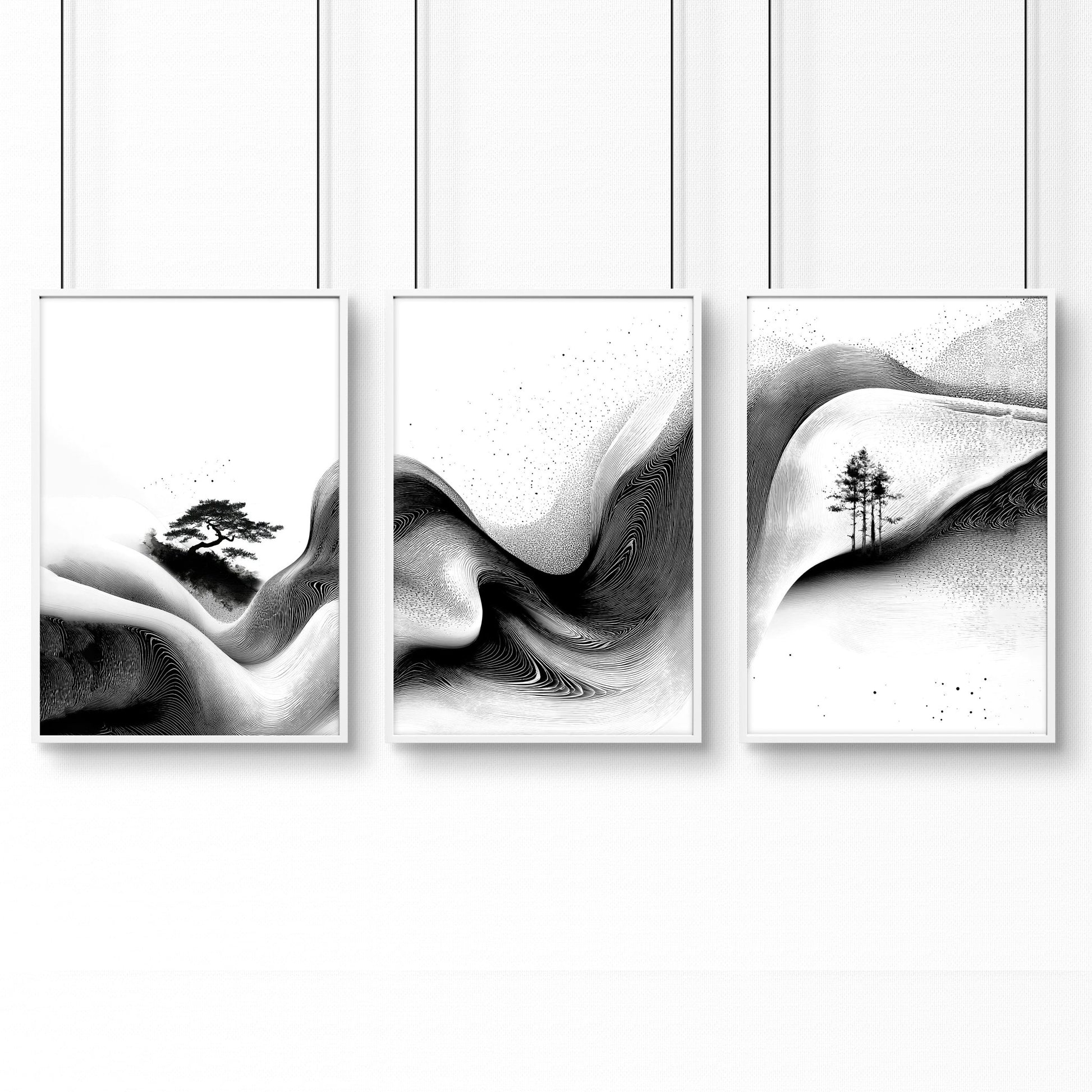 Set of Three Framed Wall Art | Set of 3 Asian Inspired Wall art Prints