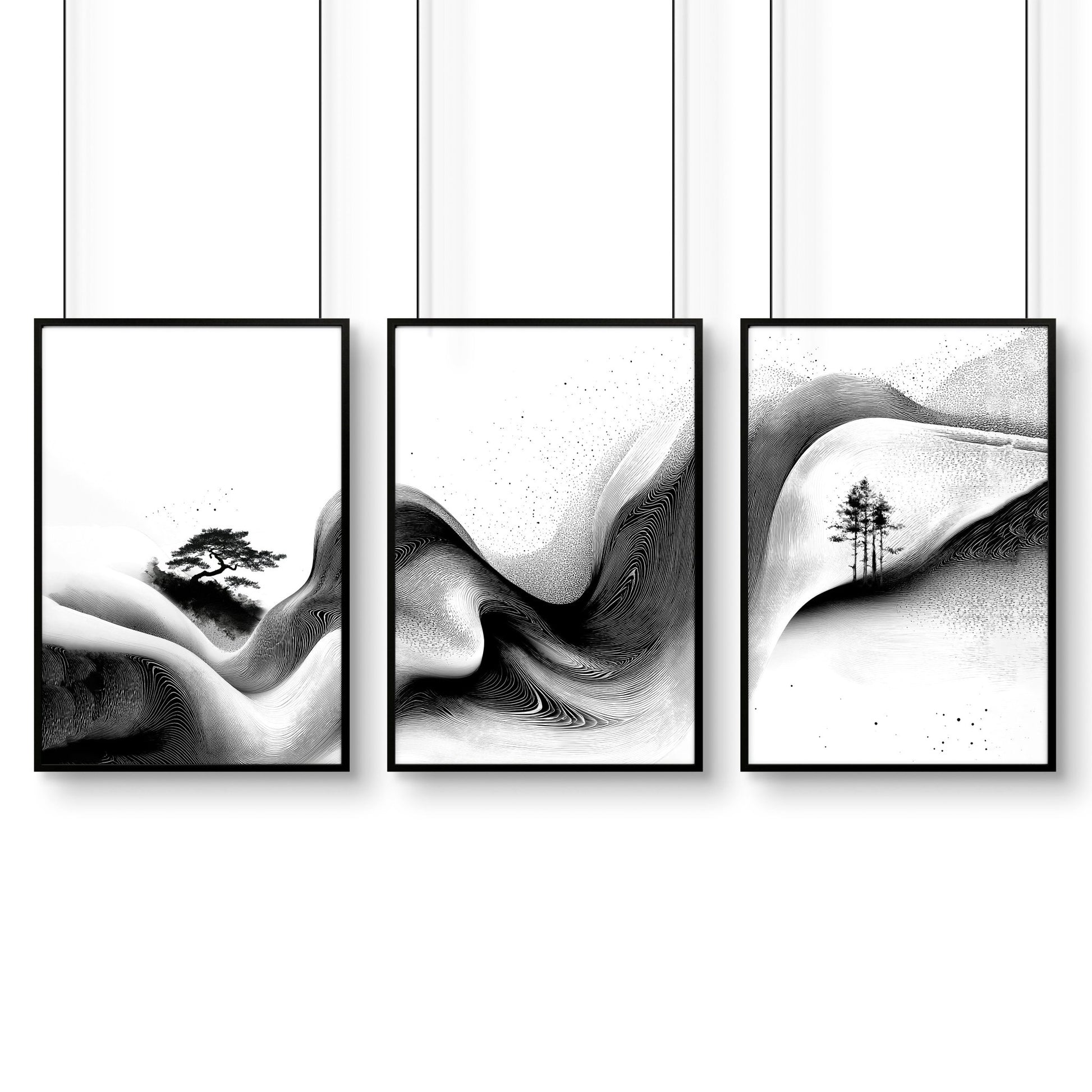 Set of Three Framed Wall Art | Set of 3 Asian Inspired Wall art Prints