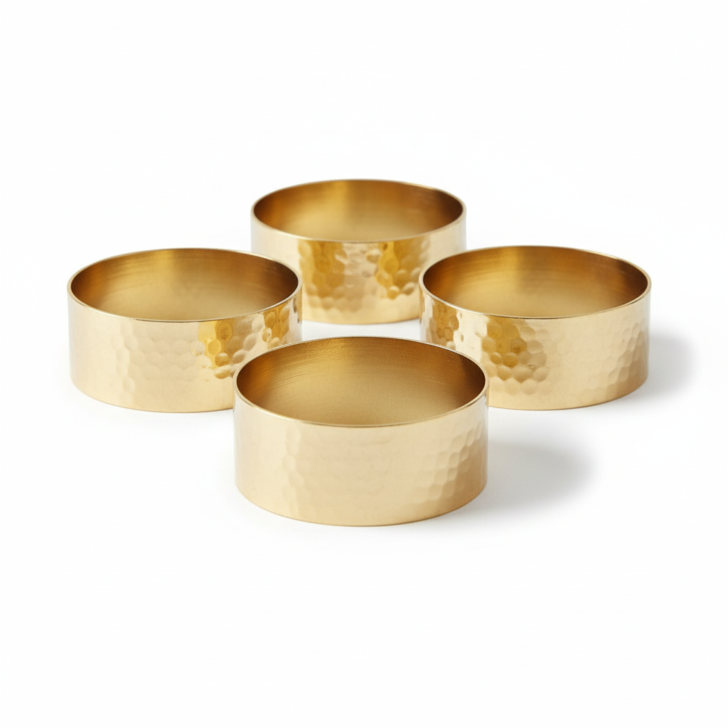 Set of Four Brass Finish Napkin Rings
