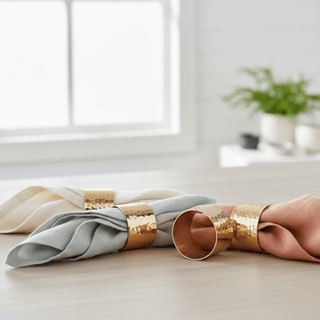 Set of Four Brass Finish Napkin Rings