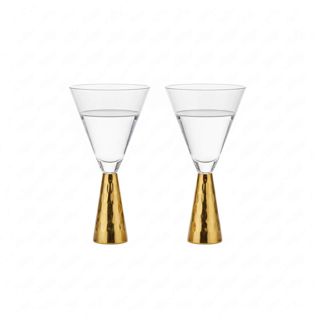 Set Of Two Astrid Wine Glasses With Gold Finish Stem