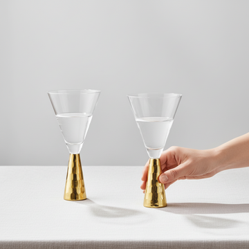 Set Of Two Astrid Wine Glasses With Gold Finish Stem