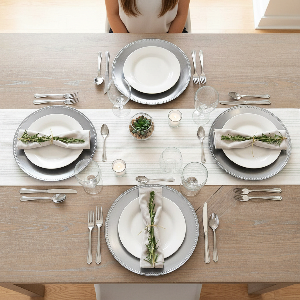 Set of Four 33cm Dia Radiance Silver Decorative Chargers