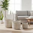 Argento Whitewash Rattan Storage Baskets- Set of 3