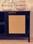 Sherman Black Wood and Rattan Media Unit
