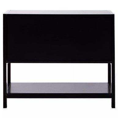 Sherman Black Wood and Rattan Two Door Side Cabinet