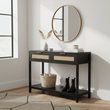 Sherman Black Wood and Rattan Two Drawer Console Table